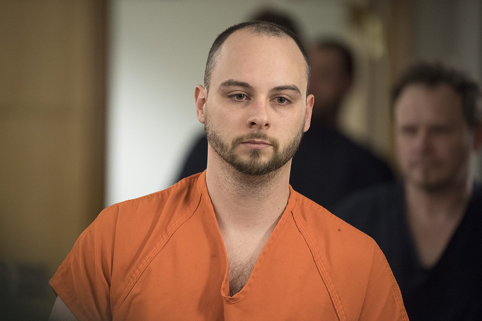 Samuel Laughlin makes a first appearance on suspicion of attempted first-degree murder, first-degree assault and second-degree malicious mischief in Clark County Superior Court on June 9, 2019.