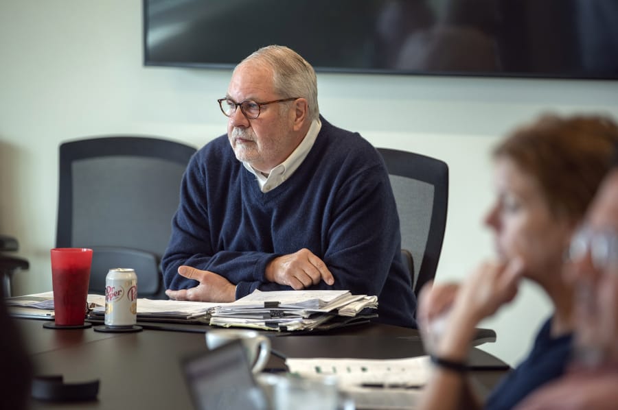 Executive Director Steve Moore meets with the program directors during their quarterly meeting at the M.J. Murdock Charitable Trust in Vancouver on Monday June 24, 2019. The Murdock Charitable Trust recently reached $1 billion in charitable giving to nonprofits in the Pacific Northwest.