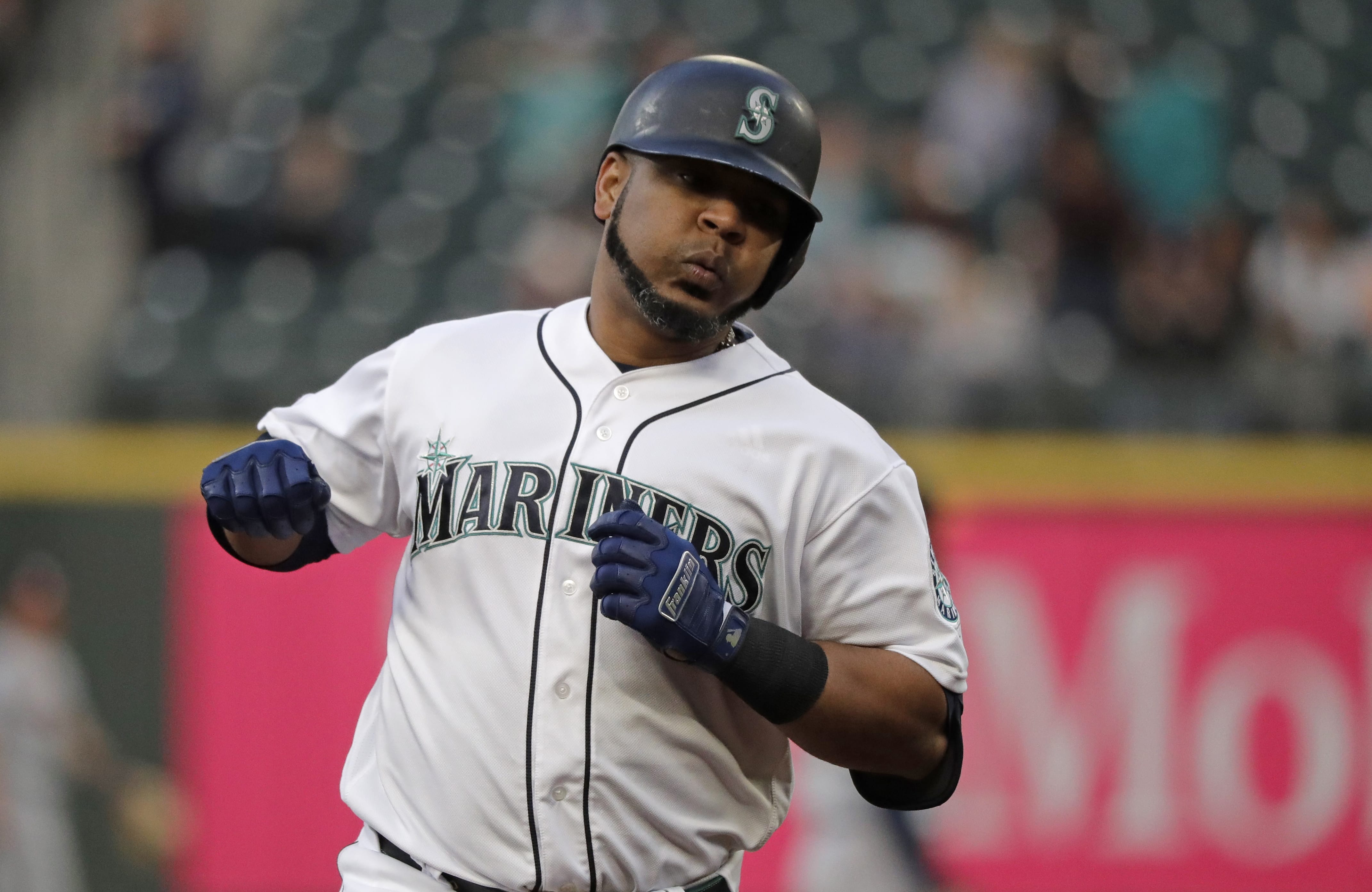 Edwin Encarnacion will soon be in New York Yankees pinstripes after being traded on Saturday, June 15, 2019, by the Seattle Mariners for a pitching prospect. (AP Photo/Ted S.