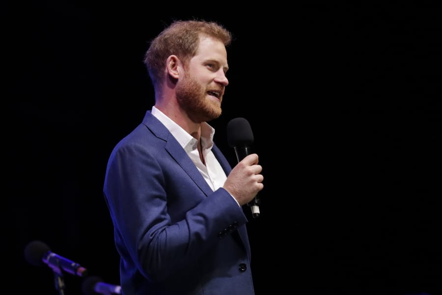 Britain’s Prince Harry speaks on stage during a concert hosted by his charity Sentebale at Hampton Court Palace, in London, Tuesday June 11, 2019. The concert will raise funds and awareness for Sentebale, the charity founded by Prince Harry and Lesotho’s Prince Seeiso in 2006, to support children and young people affected by HIV and AIDS in Lesotho, Botswana and Malawi.