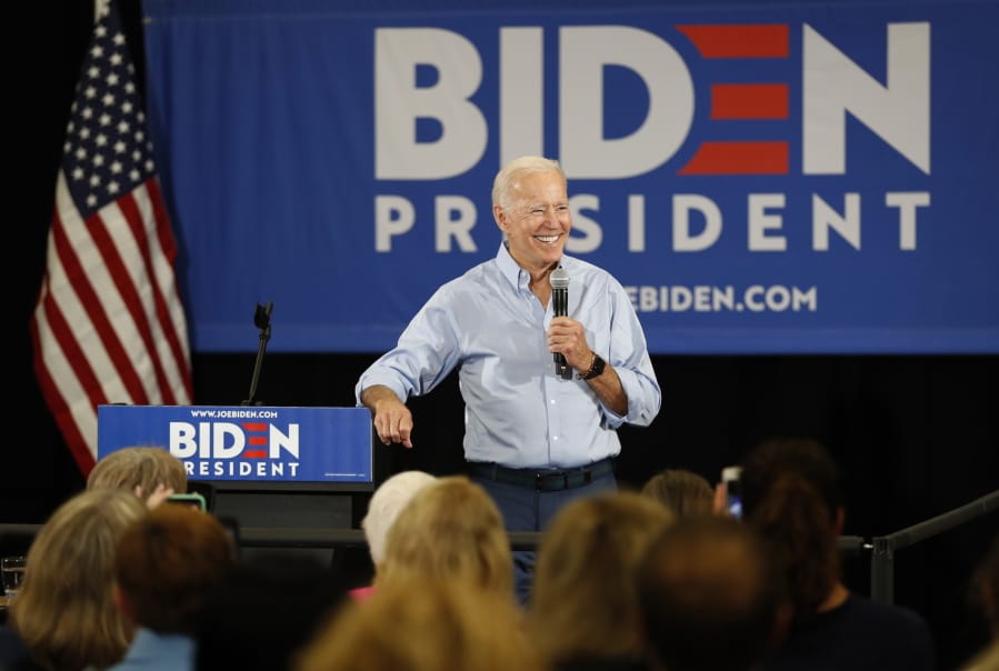 Democratic presidential candidate former Vice President Joe Biden speaks to local residents at Clinton Community College, Wednesday, June 12, 2019, in Clinton, Iowa.