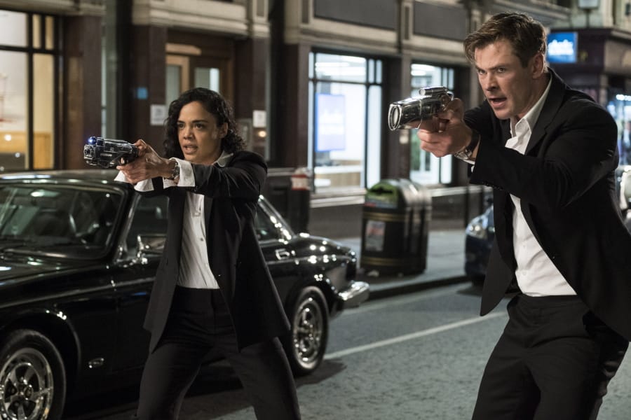 Tessa Thompson and Chris Hemsworth in “Men in Black: International.” Giles Keyte/Sony/Columbia Pictures