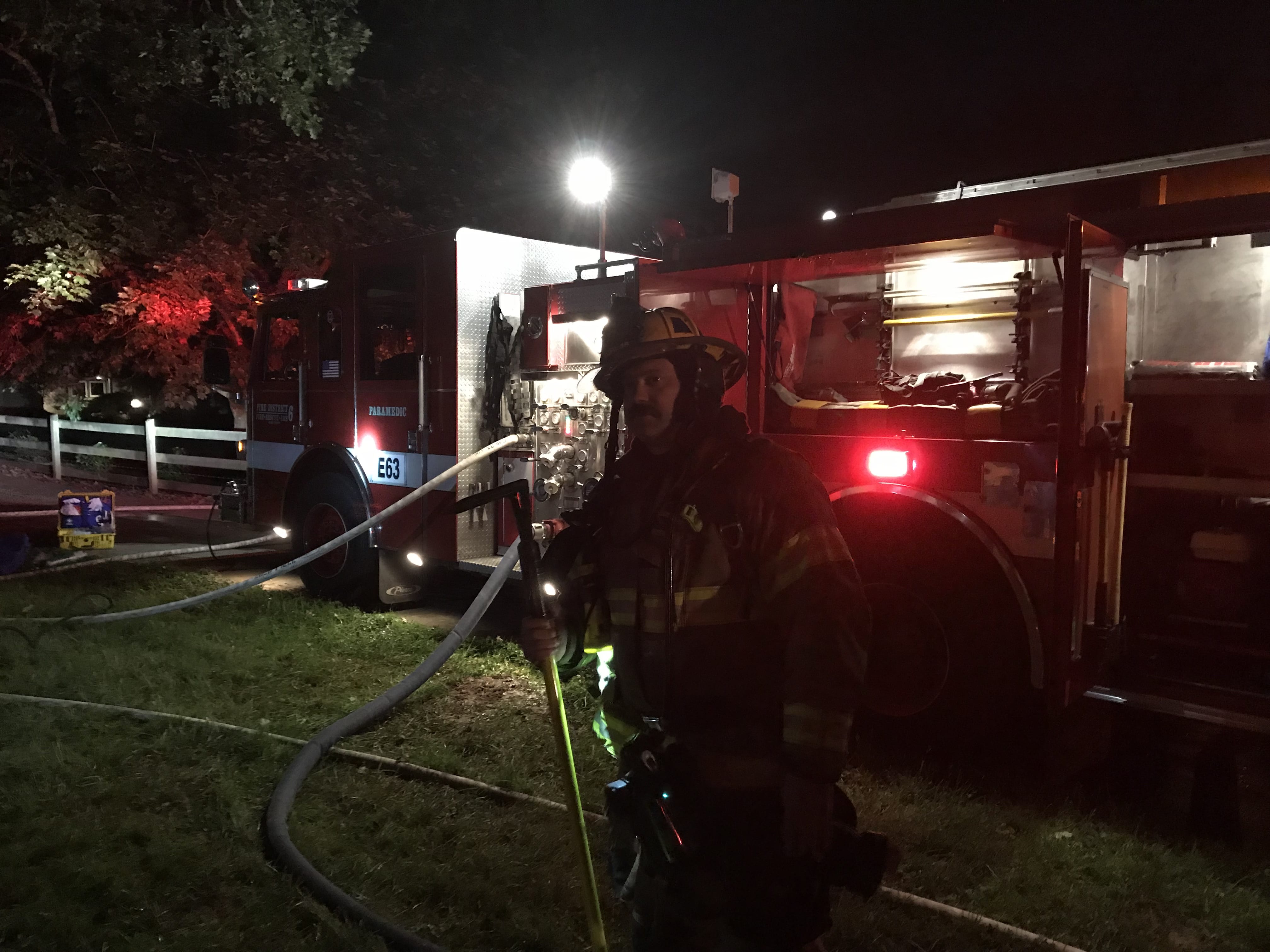 Fire District 6 crews were dispatched shortly after 2 a.m. Monday to 15508 N.W. 21st Avenue for the report of a residential fire. Officials say the fire, which killed a dog and displaced a family, was challenging due to its distance from a fire hydrant.