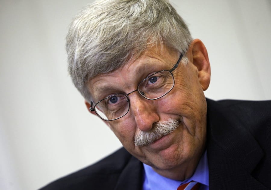 FILE - In this Aug. 17, 2009 file photo, Dr. Francis Collins, director of the National Institutes of Health, at NIH headquarters in Bethesda, Md. The Trump administration is ending the medical research by government scientists using human fetal tissue. Officials said Wednesday government-funded research by universities will be allowed to continue, subject to additional scrutiny. (AP Photo/J.