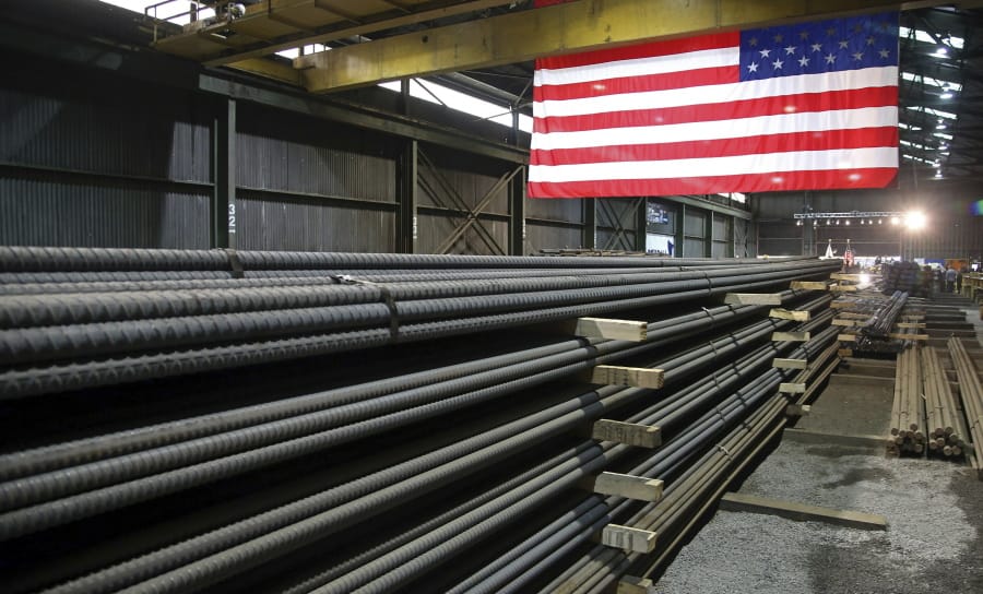 Steel rods produced at the Gerdau Ameristeel mill on May 9 in St. Paul, Minn., await shipment.