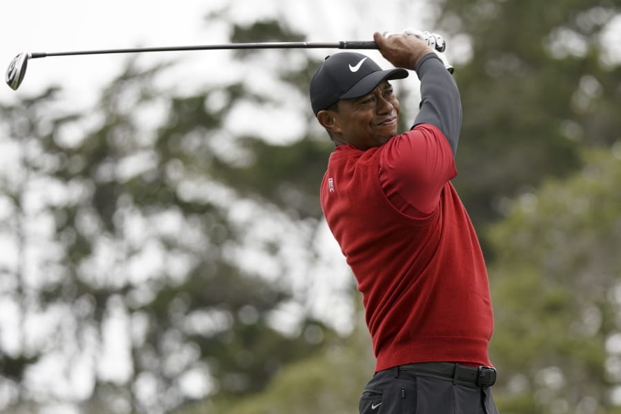 Tiger Woods watches his tee shot on the second hole during the final round of the U.S. Open Championship golf tournament, Sunday, June 16, 2019, in Pebble Beach, Calif.