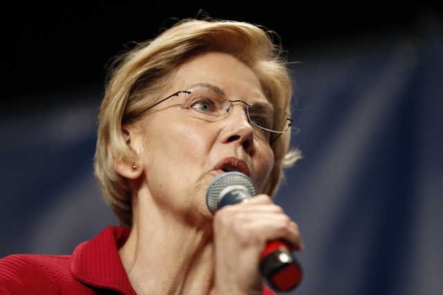 In this June 9, 2019, file photo, Democratic presidential candidate Elizabeth Warren speaks during the Iowa Democratic Party’s Hall of Fame Celebration in Cedar Rapids, Iowa.