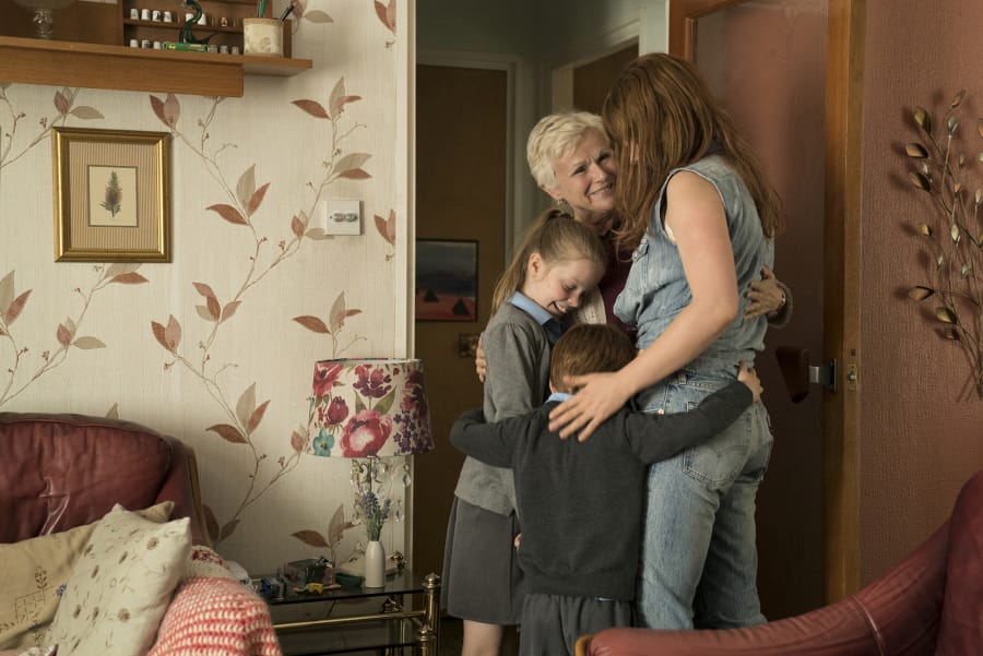 Jessie Buckley, clockwise, from right, Adam Mitchell, Daisy Littlefield and Julie Walters in “Wild Rose.” Aimee Spinks/Neon