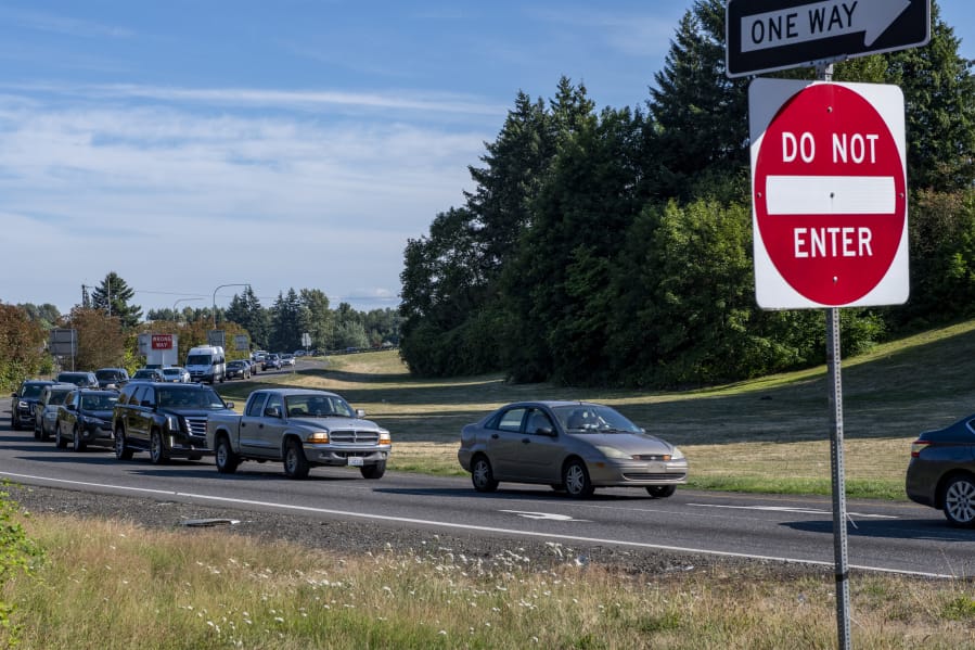 Traffic begins to cluster at Exit 21 heading into Woodland. The Washington State Department of Transportation is conducting a study of Exit 21 to determine how best to improve it.