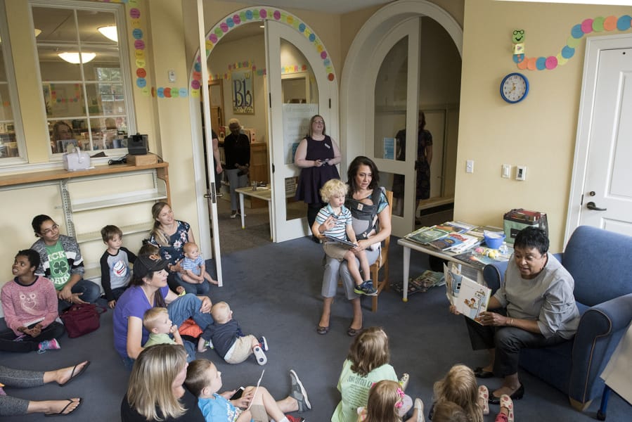 U.S. Rep. Jaime Herrera Beutler, R-Battle Ground, and Librarian of Congress Dr. Carla Hayden read “If You Give a Mouse a Cookie” during Preschool Storytime at the Camas Public Library on Tuesday morning.