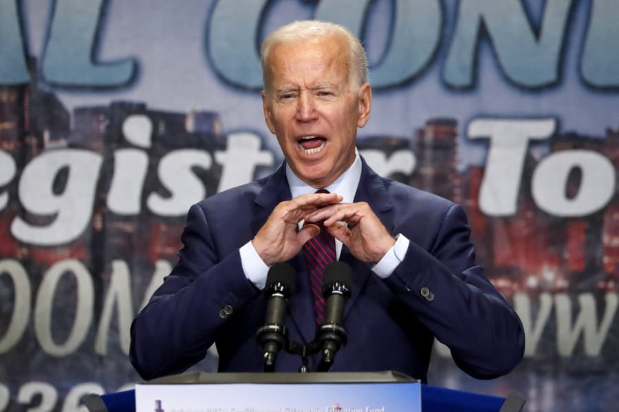 Democratic presidential candidate former Vice President Joe Biden addresses the Rainbow PUSH Coalition Annual International Convention Friday, June 28, 2019, in Chicago.