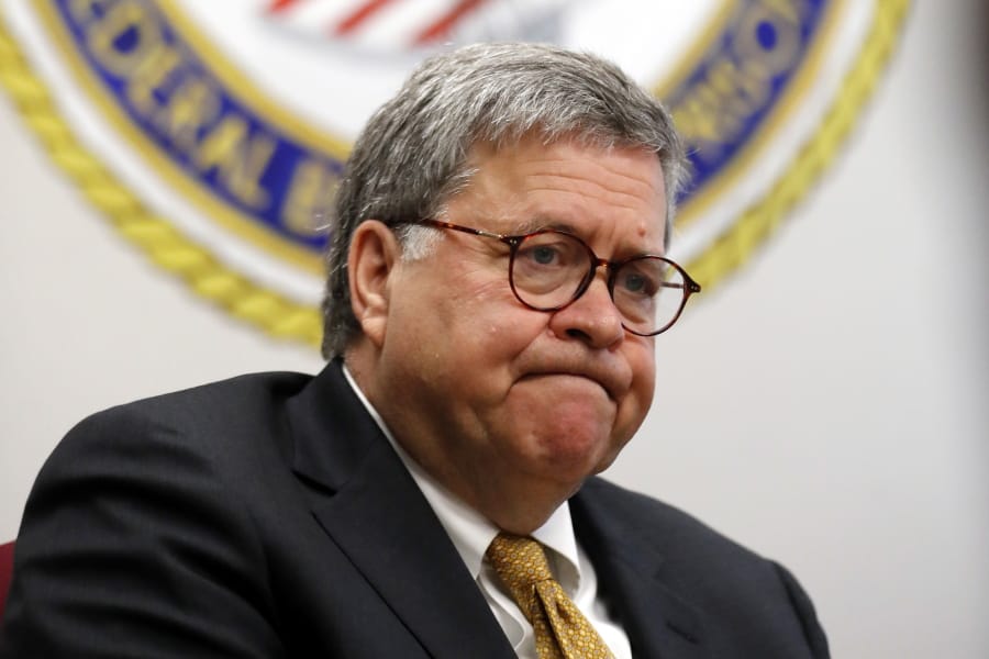 FILE - In this July 8, 2019 file photo, Attorney General William Barr speaks during a tour of a federal prison in Edgefield, S.C. The Justice Department says it will carry out executions of federal death row inmates for the first time since 2003. The announcement Thursday says five inmates will be executed starting in December.