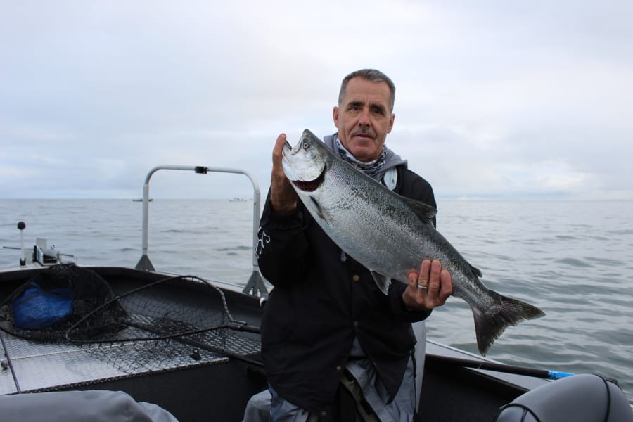 Robert Sawyer of Cucamonga, Ca, caught this nice king salmon while fishing in the ocean with guide Bob Rees.