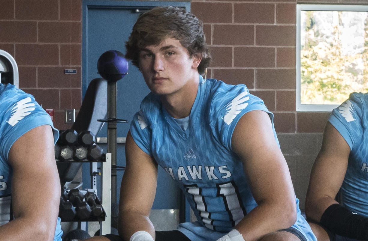 Hockinson's Sawyer Racanelli poses for a press photo at Hockinson High School on Monday night, Aug. 19, 2019.