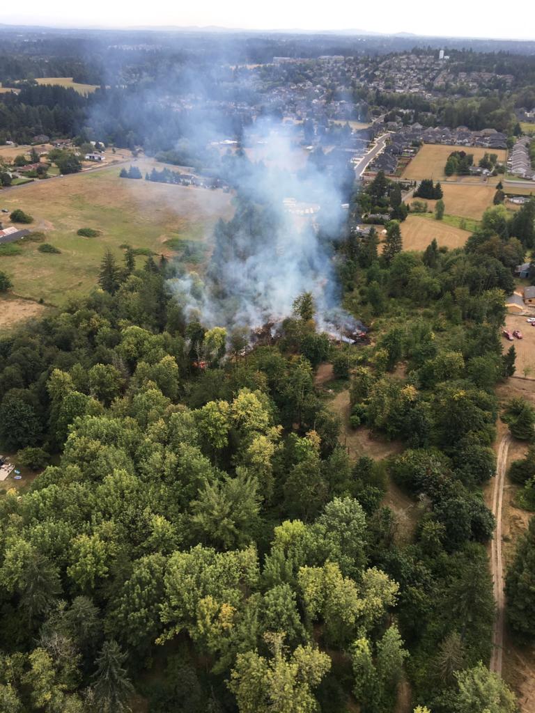 No structures were affected by a one-acre brush fire Tuesday afternoon on the 2500 block of Northeast 179th Street (Clark County Fire & Rescue).