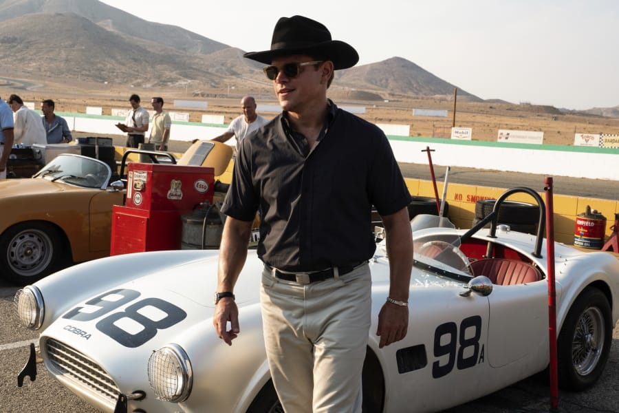 This image released by 20th Century fox shows Matt Damon in a scene from “Ford v. Ferrari,” in theaters on Nov. 15.
