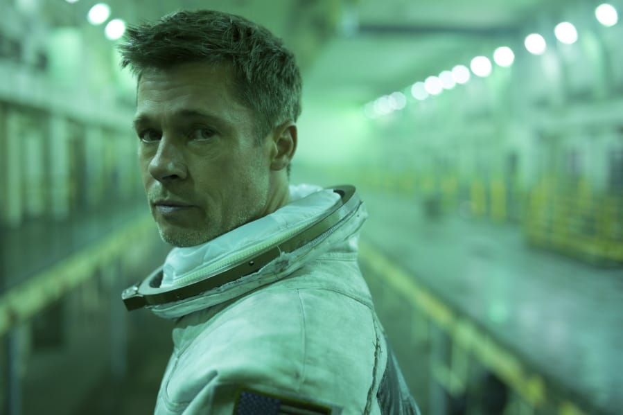 This image released by 20th Century Fox shows Brad Pitt in a scene from “Ad Astra,” in theaters on Sept. 20.