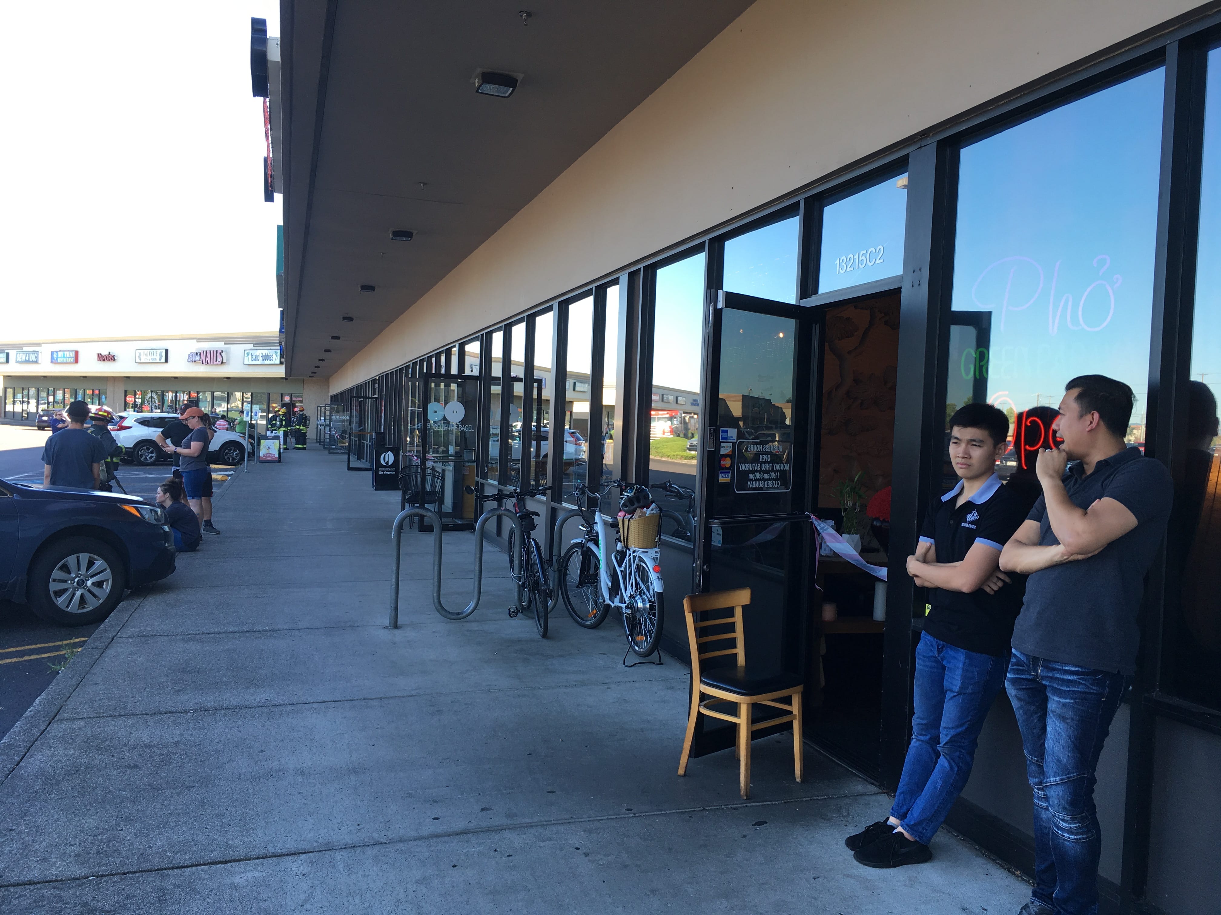 Businesses in the Columbia Square had their doors open for ventilation Monday afternoon after a carbon monoxide incident at the east Vancouver strip mall.