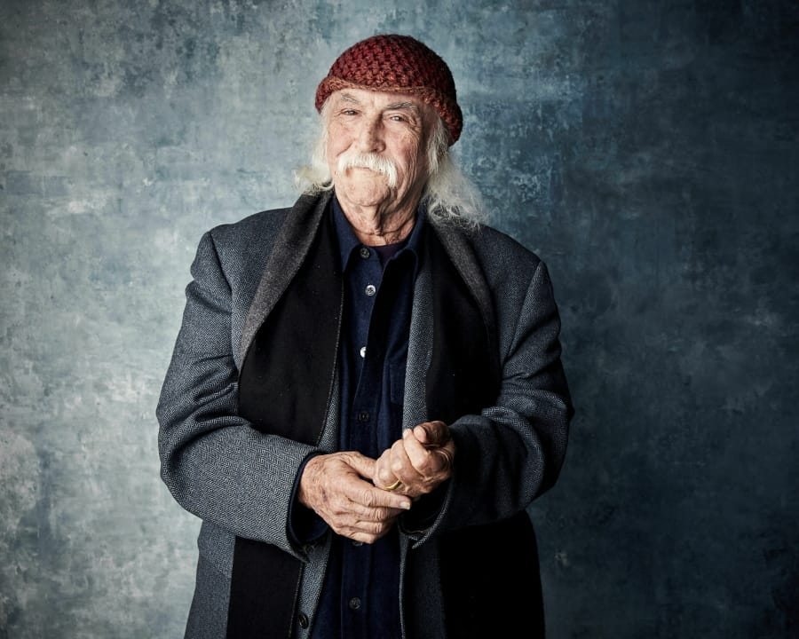 FILE - In this Jan. 26, 2019 file photo, David Crosby poses for a portrait in Park City, Utah. Crosby was one of the performers on stage at the 1969 Woodstock Music and Art Festival in Bethel, N.Y. “I saw people tear a sandwich and share it. Being nice to each other, gave us hope. There is the significant thing.