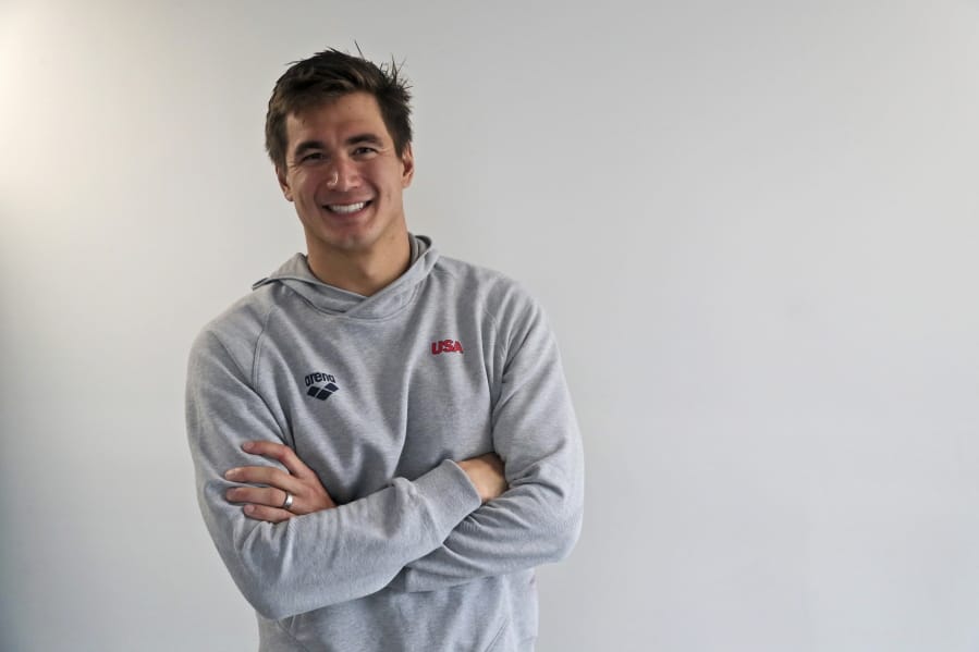 Nathan Adrian, a swimmer from the United States, poses for a photo during an interview at the swimming complex during the Pan American Games in Lima, Peru, Monday, Aug. 5, 2019. Adrian is competing at the Pan American Games just months after being diagnosed with testicular cancer. He has decided to continue training with the goal of competing at Tokyo 2020 Summer Olympics.
