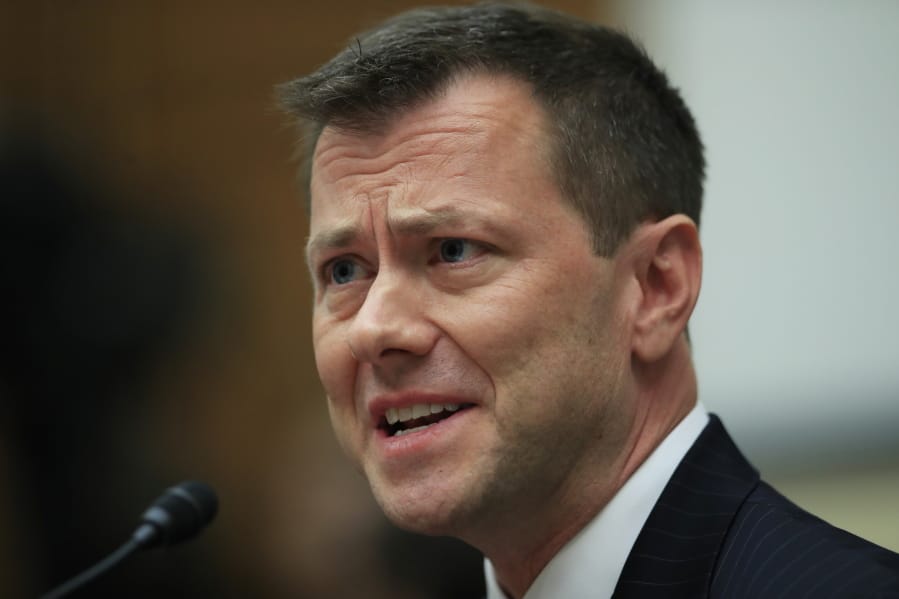 FILE - In this July 12, 2018, file photo, then-FBI Deputy Assistant Director Peter Strzok, testifies before a House Judiciary Committee joint hearing on “oversight of FBI and Department of Justice actions surrounding the 2016 election” on Capitol Hill in Washington. Strzok, who wrote derogatory text messages about Donald Trump, filed a lawsuit Tuesday charging that the bureau caved to “unrelenting pressure” from the president when it fired him.