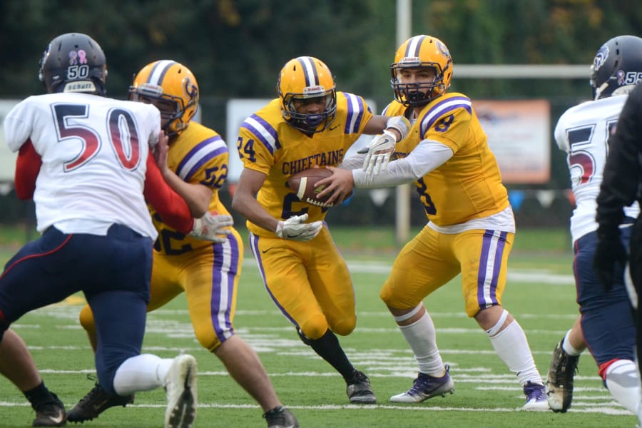 Columbia River running back Isaac Bibb-O’Neil, center, is one of many players looking to step up after 26 seniors graduated.