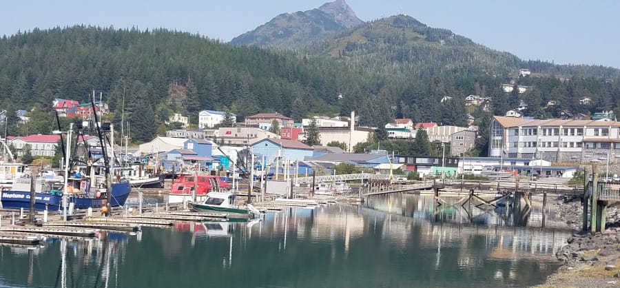 Fishing boats lie in the harbor of Cordova, Alaska. Unreachable except by boat or plane, the town is a fishing village, and it looks the part.