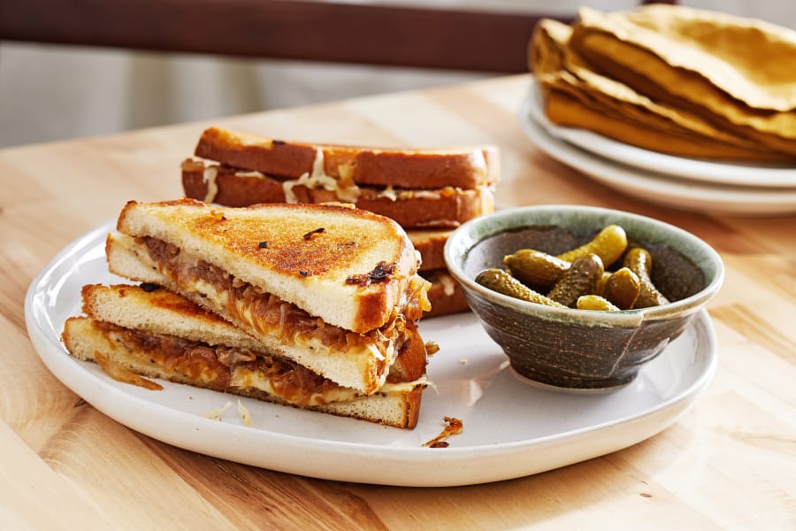 Caramelized Onion Grilled Cheese Sandwiches With Miso Butter (Tom McCorkle for The Washington Post)
