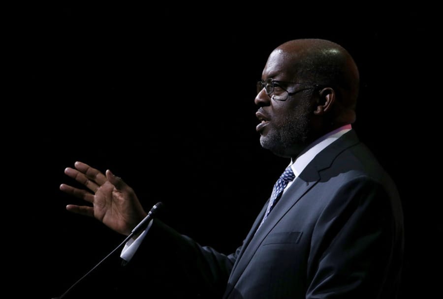 Kaiser Permanente chairman and CEO Bernard Tyson speaks during the Conference of the Professional Businesswomen of California on April 24, 2018, in San Francisco.