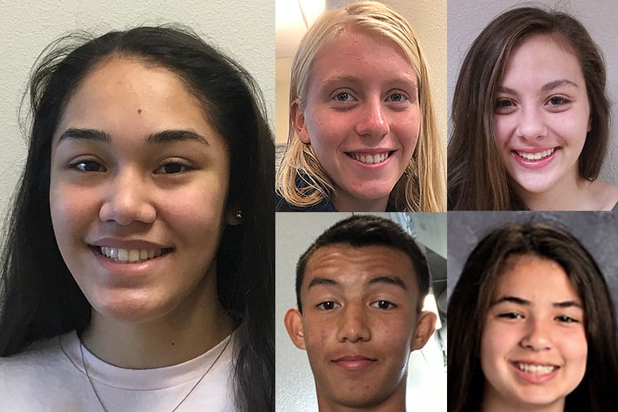 Week 2 fall sports athlete of the week Katie Peneueta (left) along with other nominees (clockwise from bottom right) Chloe Klappholz of Evergreen, Brandon Mukensnabl of Skyview, Allyson Peterson of Hockinson and Bryanna Ungs of La Center.