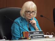 Eileen Quiring, Clark County Council chair, listens to a presentation of the Correction Facility Advisory Commission Report on Wednesday morning.