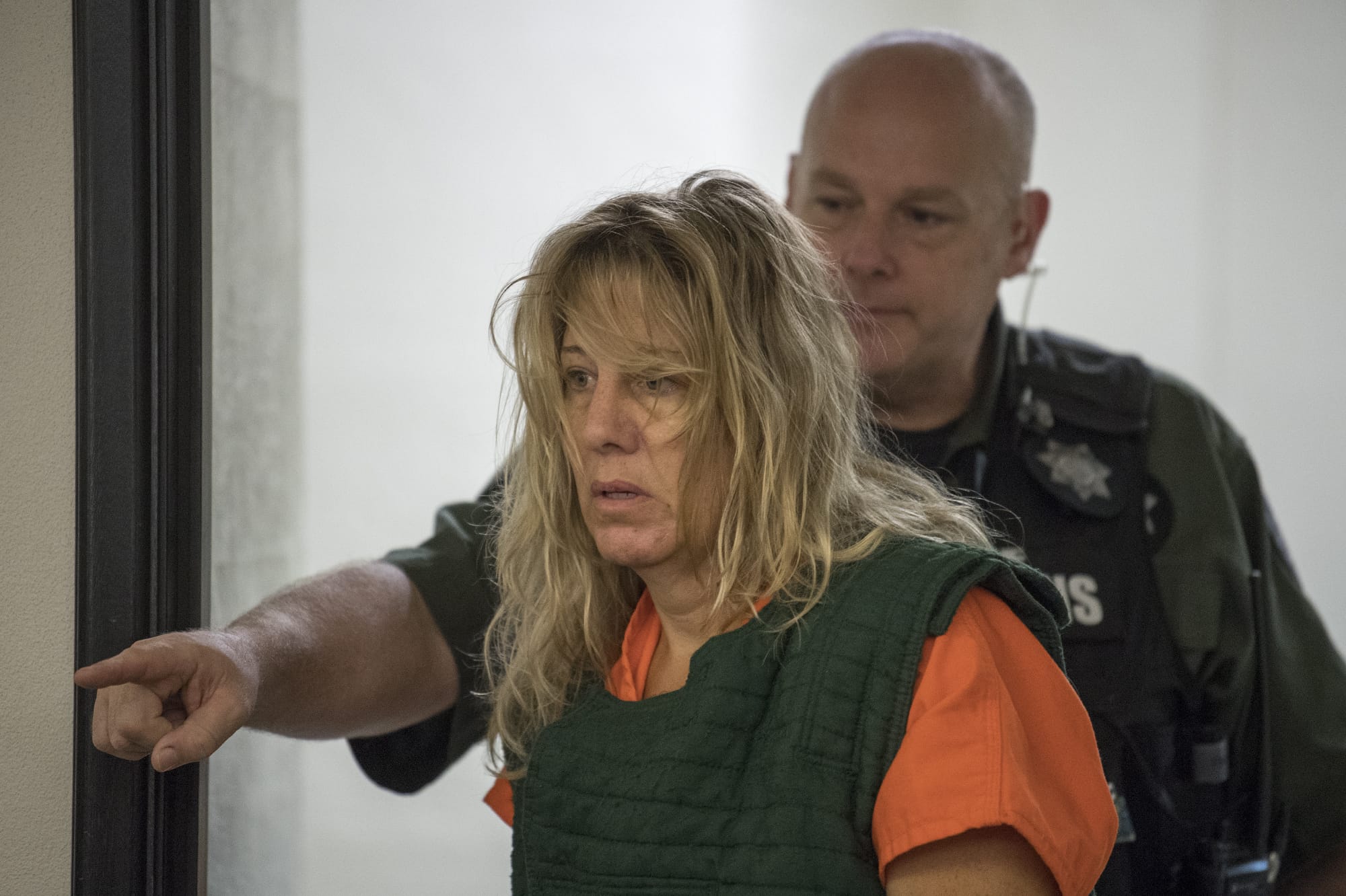 Stephanie "Sam" Westby makes a first appearance Sept. 17 in Clark County Superior Court on suspicion of first-degree domestic violence murder in the slaying of her husband, 51-year-old Joseph Westby. Sam Westby, who posted bail and appeared out of custody Friday, entered a not-guilty plea to the charge.