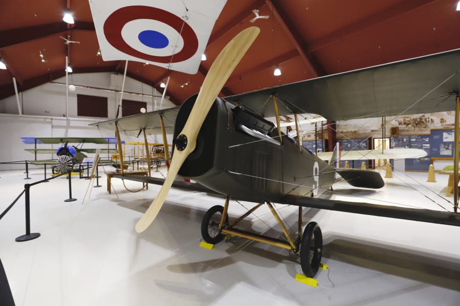 A A 1918 Curtiss JN-4 "Jenny" airplane that was dedicated as part of the exhibit at Pearson Air Museum on Saturday. Its paint scheme replicates an airplane that flew from Pearson Field in the early 1920s as part of the U.S. Army Air Reserve's 321st Observation Squadron.