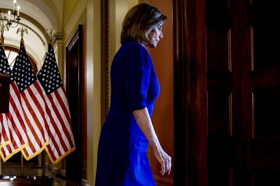 House Speaker Nancy Pelosi of Calif., steps away from a podium after reading a statement announcing a formal impeachment inquiry into President Donald Trump, on Capitol Hill in Washington, Tuesday, Sept. 24, 2019.