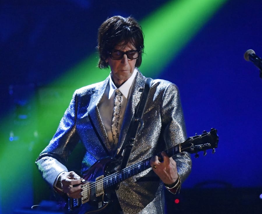 Ric Ocasek of the Cars performs during the Rock and Roll Hall of Fame Induction ceremony in Cleveland in 2018. Ocasek, famed frontman for The Cars rock band, died Sunday.