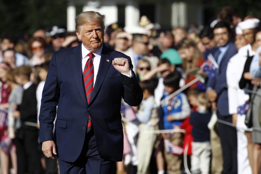 President Donald Trump greet visitors during a State Arrival Ceremony for Australian Prime Minister Scott Morrison on the South Lawn of the White House, Friday, Sept. 20, 2019, in Washington.