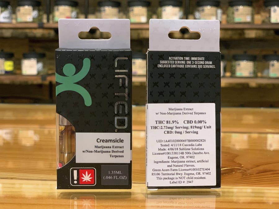 One of the brands of marijuana vape pens that Pendleton, Ore.-based Kind Leaf Pendleton has taken off their shelves amid a spate of severe lung disease and deaths that have been tied to electronic cigarettes.