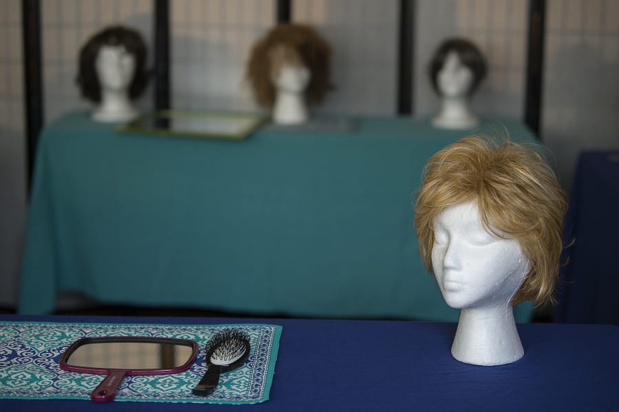 A selection of wigs are available for cancer patients to try on and take home for free at Kaiser Permanente Interstate Medical Office East.