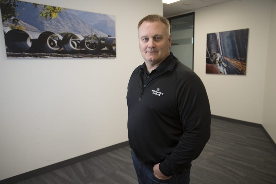 Scott Montross, CEO of Northwest Pipe Company, pauses for a portrait at the company&#039;s headquarters. Montross joined the company in 2011 and has been CEO since 2013.