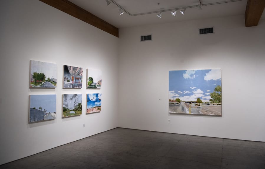 A sampling of pieces from Stephen Hayes&#039; project &quot;In the Hour Before&quot; are showing at the Elizabeth Leach Gallery in downtown Portland until Nov. 2. The paintings depict locations where shootings have occurred, and imagine the hour prior to the horrific events.