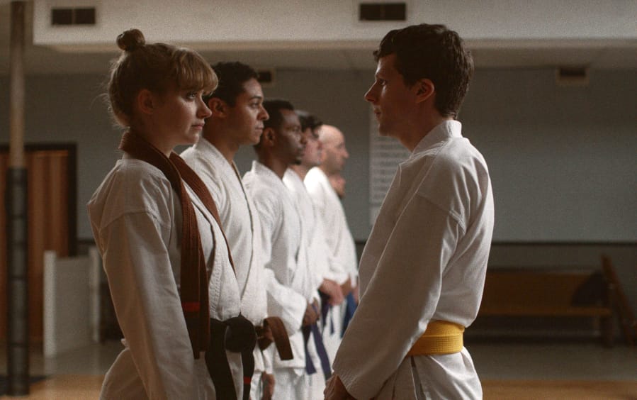 Imogen Poots, left, and Jesse Eisenberg in a scene from &quot;The Art of Self-Defense.&quot; (Bleecker Street)