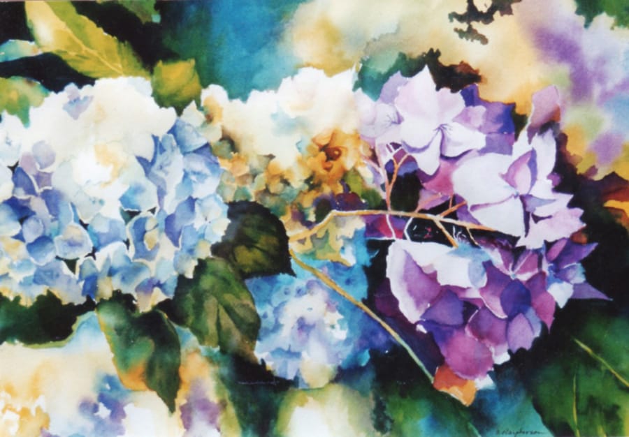 See art by Southwest Washington Watercolor Society members, like &quot;Hydrangea Holiday&quot; by Carolyn Macpherson, which won second place in the spring show.