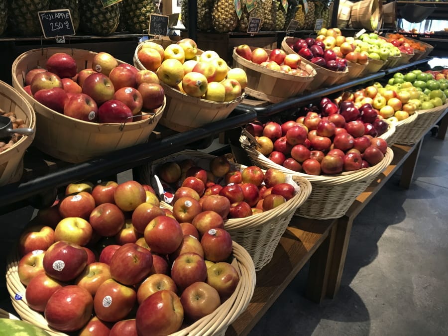 A variety of apples are on display at a market in New York on Monday, Sept. 9, 2019. Regardless of whether you are picking them at the market or off a tree, there are so many great things to do with apples that don&#039;t include making a pie.