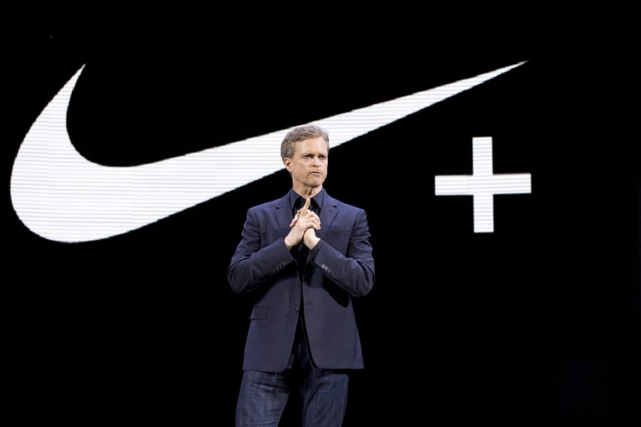 FILE - In this March 16, 2016, file photo Nike CEO Mark Parker speaks during a news conference in New York. Parker has found himself at the center of doping scandal that has brought down renown track coach Alberto Salazar, who ran an elite training program bankrolled by the world&#039;s largest sports apparel company.