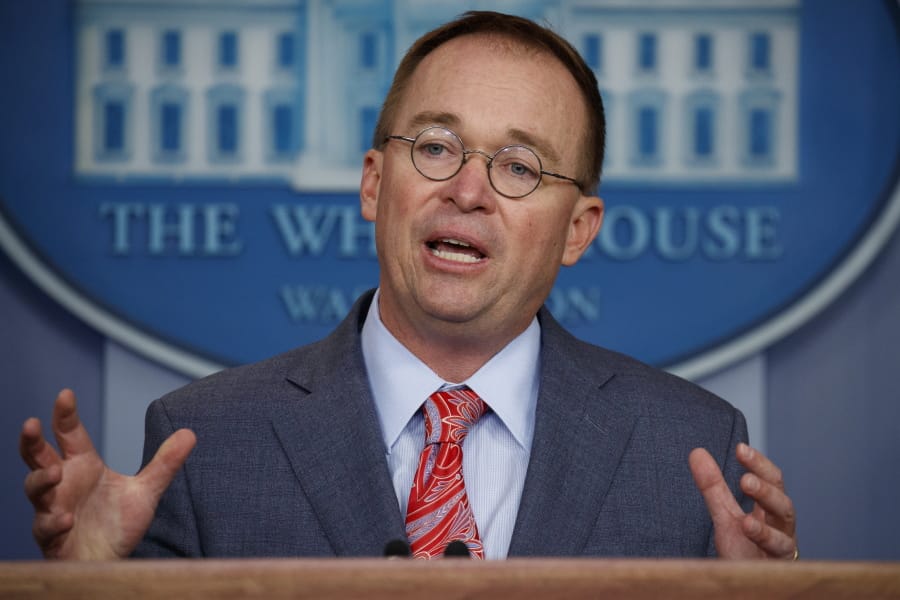 White House chief of staff Mick Mulvaney announces that the G7 will be held at Trump National Doral, Thursday, Oct. 17, 2019, in Washington.