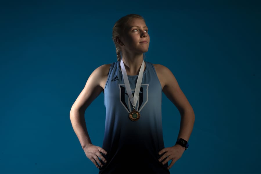 Hockinson&#039;s Allyson Peterson poses for a press photo in The Columbian studio on Wednesday afternoon, Nov 20, 2019.