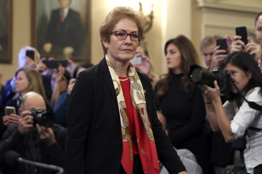 Former U.S. Ambassador to Ukraine Marie Yovanovitch arrives to testify to the House Intelligence Committee on Capitol Hill in Washington, Friday, Nov. 15, 2019, during the second public impeachment hearing of President Donald Trump's efforts to tie U.S. aid for Ukraine to investigations of his political opponents.