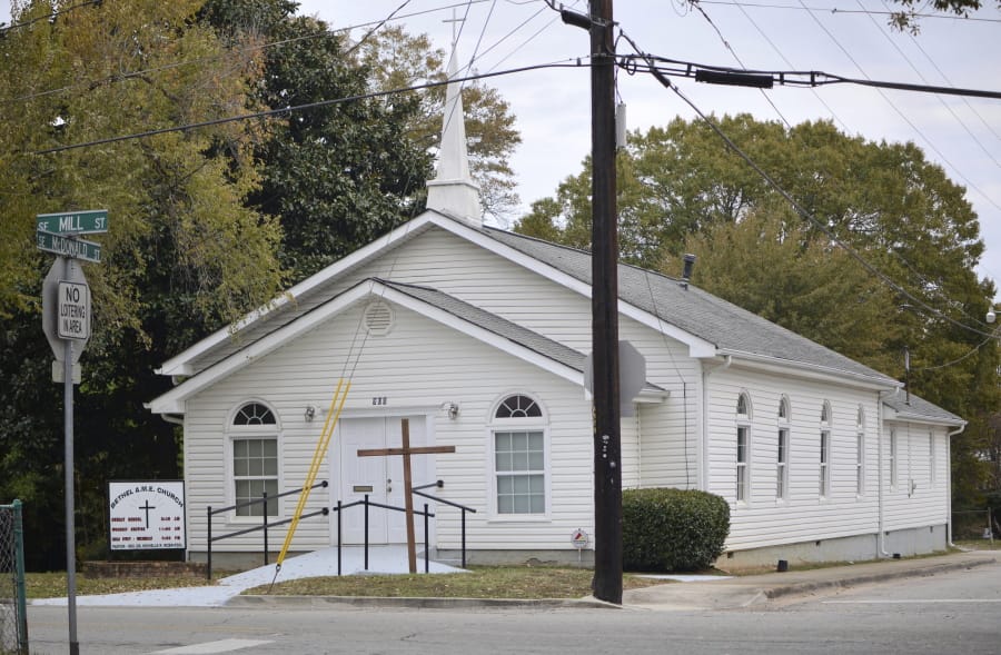 This Nov. 19, 2019 photo shows the Bethel African Methodist Episcopal Church in Gainesville, Ga. A white 16-year-old girl is accused of plotting to attack a mostly black church in Gainesville, where police say she planned to kill worshippers because of their race.