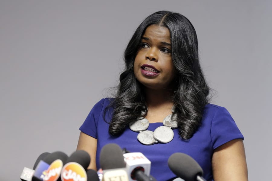 FILE - In this Feb. 22, 2019 file photo, Cook County State&#039;s Attorney Kim Foxx speaks at a news conference, in Chicago. Foxx who was harshly criticized when her office suddenly dropped charges against actor Jussie Smollett, says Tuesday, Nov. 19, 2019 that she&#039;s running for re-election.