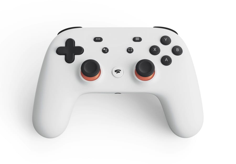 This undated photo provided by Google shows a controller that is part of a video-game streaming platform called Stadia that Google is launching on Tuesday, Nov. 19, 2019. The service is the first console-free gaming system. But experts say it has some growing to do before it becomes a true contender in the gaming arena. The platform will store a game-playing session in the cloud and lets players jump across devices operating on Google&#039;s Chrome browser and Chrome OS, such as Pixel phones and Chromebooks.